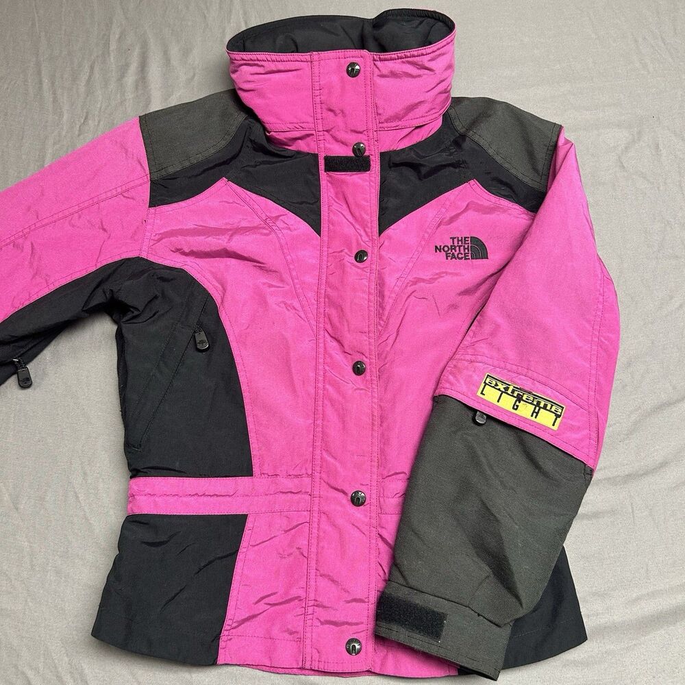 VTG North Face Pink Snow Jacket Women’s Sz 6 Extreme Light With Retractable Hood